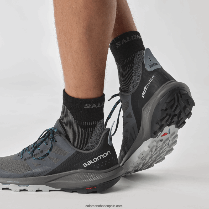 zapatos de senderismo para hombre - outpulse Salomon 00B0PZ30 ébano/negro/azul argel