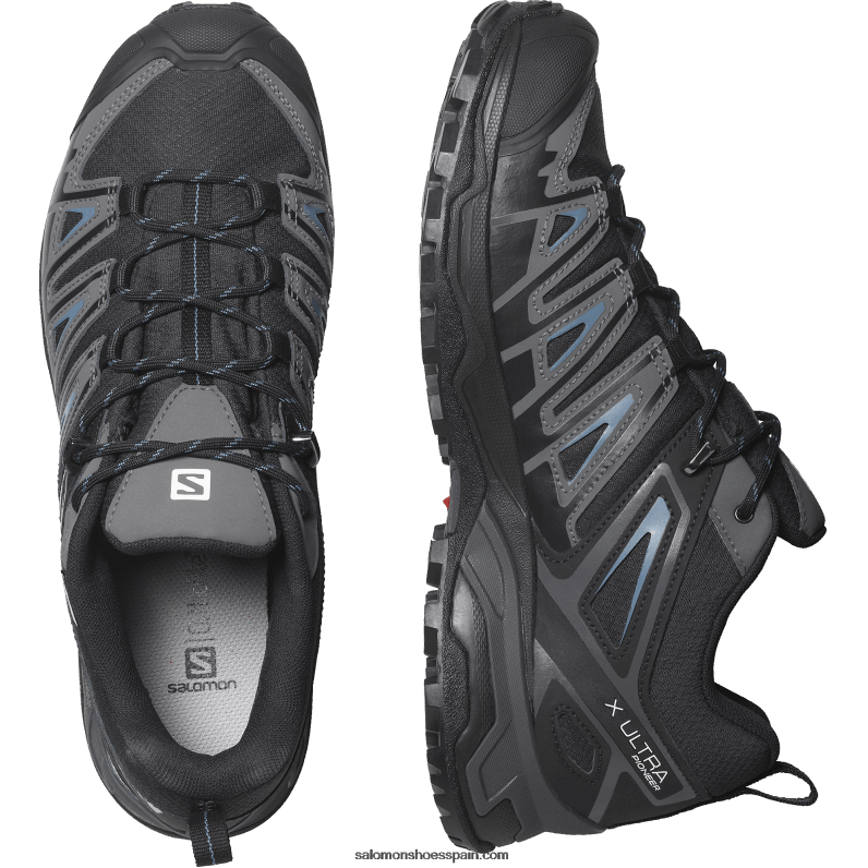 zapatos de senderismo para hombre - x ultra pioneer clima impermeable Salomon 00B0PZ38 negro/imán/azul acero