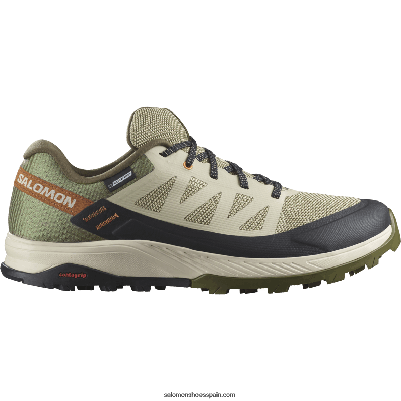zapatos de senderismo para hombres - outrise clima impermeable Salomon 00B0PZ54 gris musgo/noche oliva/almendra dulce