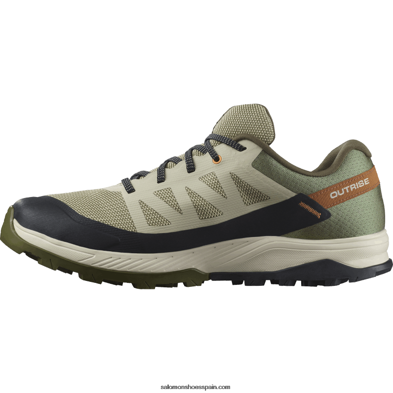 zapatos de senderismo para hombres - outrise clima impermeable Salomon 00B0PZ54 gris musgo/noche oliva/almendra dulce