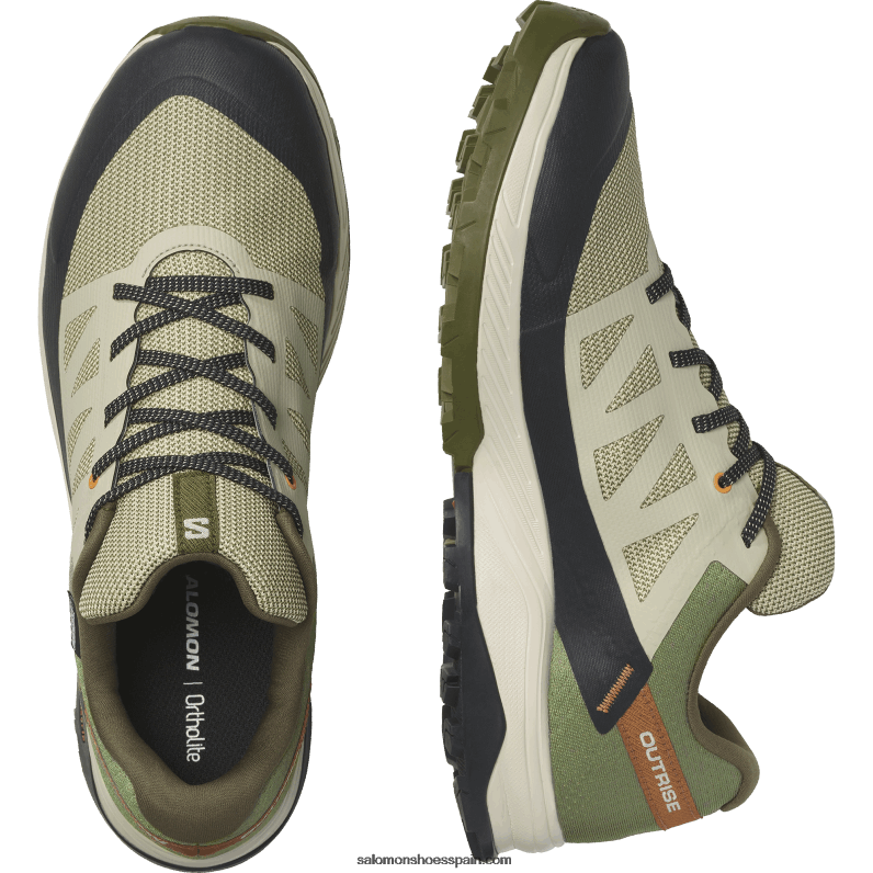 zapatos de senderismo para hombres - outrise clima impermeable Salomon 00B0PZ54 gris musgo/noche oliva/almendra dulce