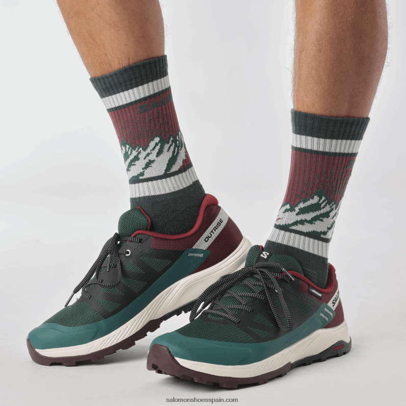 zapatos de senderismo para hombres - outrise clima impermeable Salomon 00B0PZ55 pino ponderosa/chocolate amargo/helado de vainilla