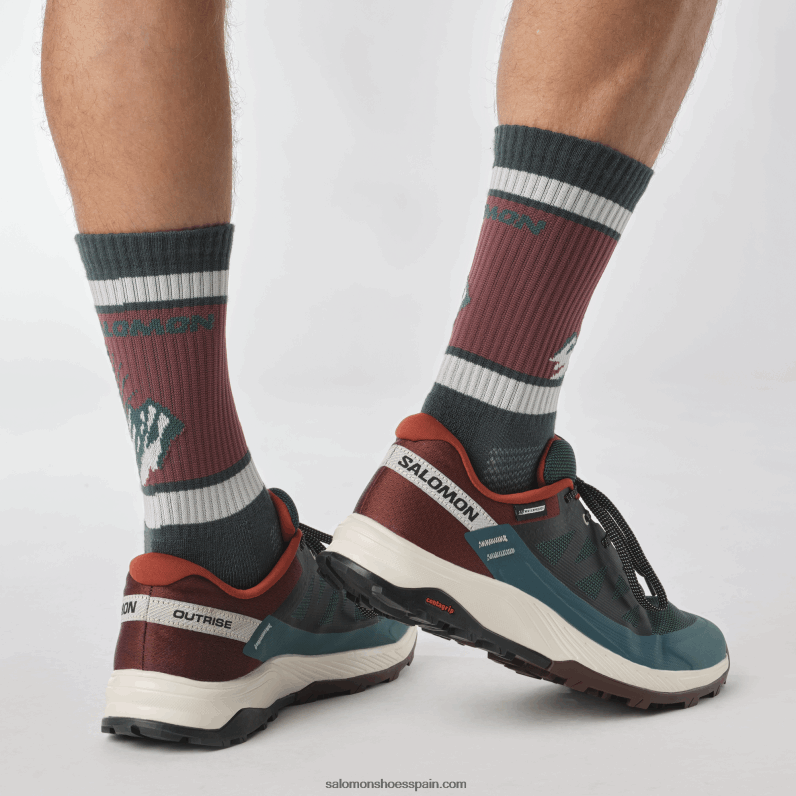 zapatos de senderismo para hombres - outrise clima impermeable Salomon 00B0PZ55 pino ponderosa/chocolate amargo/helado de vainilla