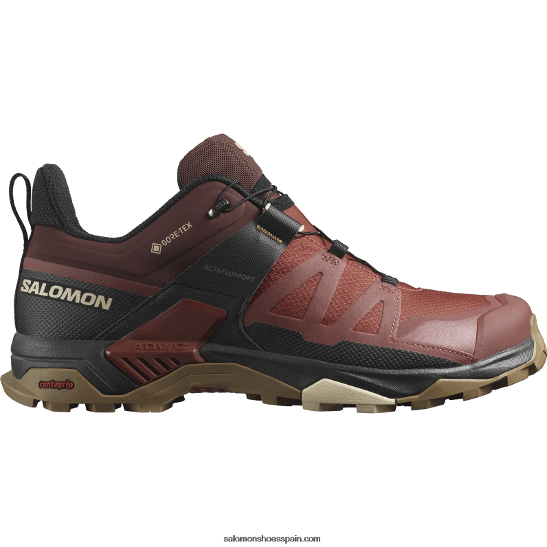 zapatos de senderismo para hombres - x ultra 4 gore-tex Salomon 00B0PZ15 henna quemada/negro/oro opaco