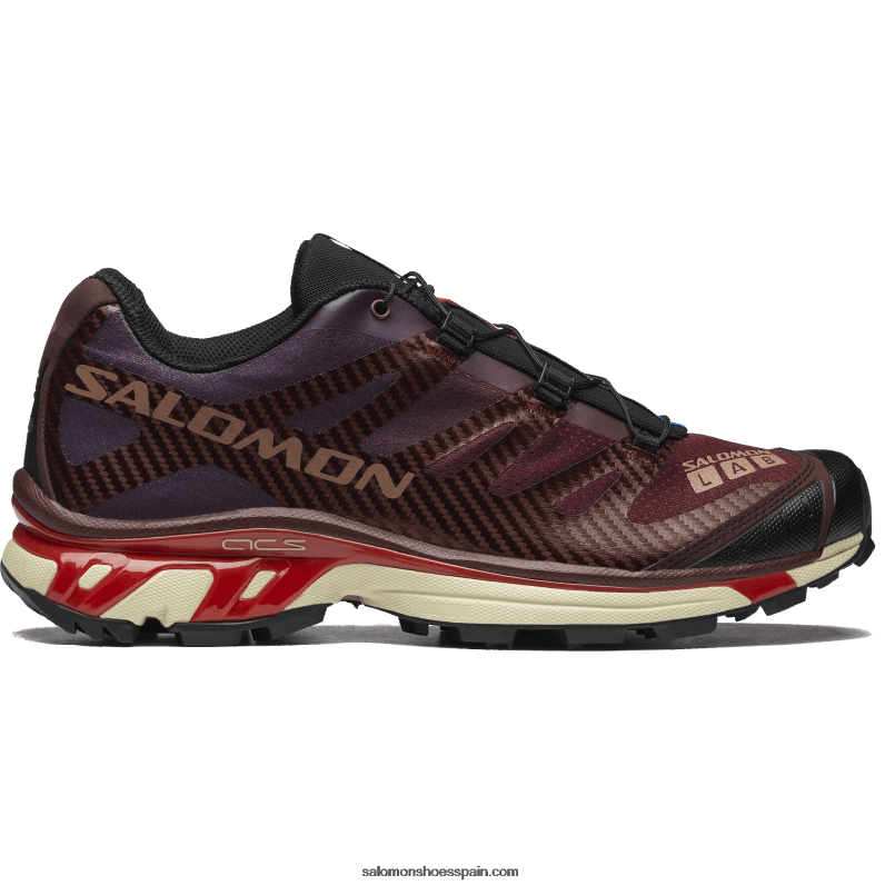 zapatos deportivos de hombre - xt-4 Salomon 00B0PZ219 chocolate amargo/mousse de moka/rojo fuego