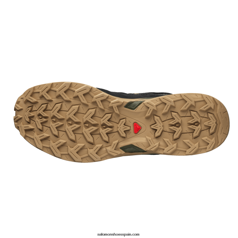 zapatos deportivos para hombres - refugio de cuero bajo Salomon 00B0PZ170 negro/kelp/verde puerro