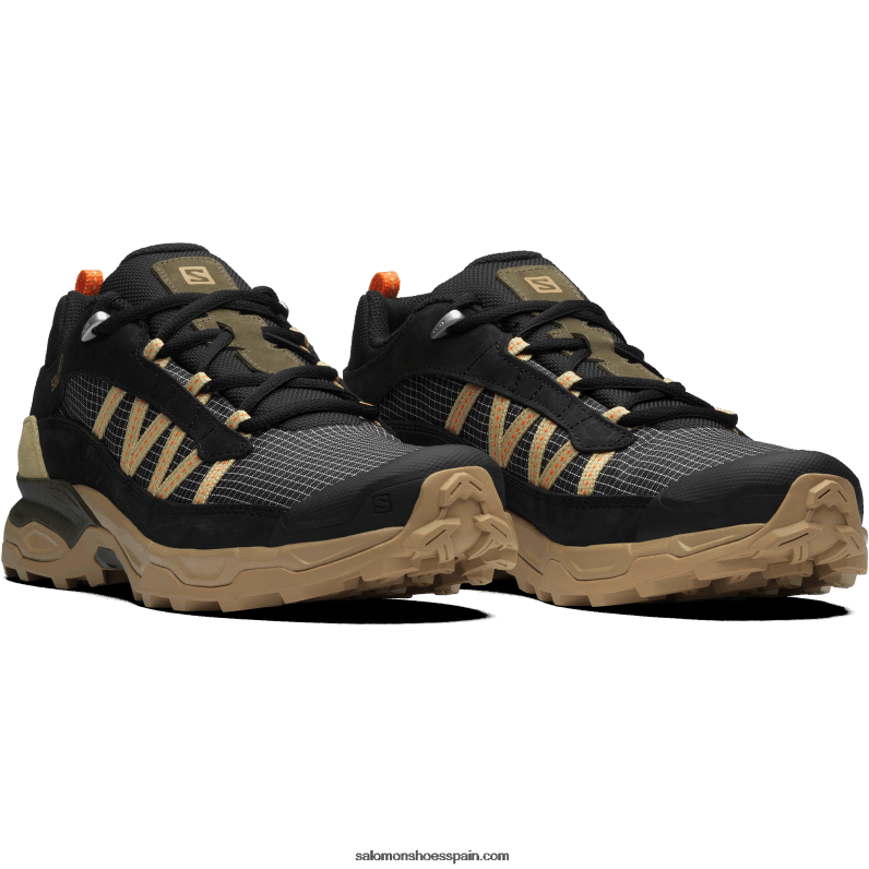 zapatos deportivos para hombres - refugio de cuero bajo Salomon 00B0PZ170 negro/kelp/verde puerro