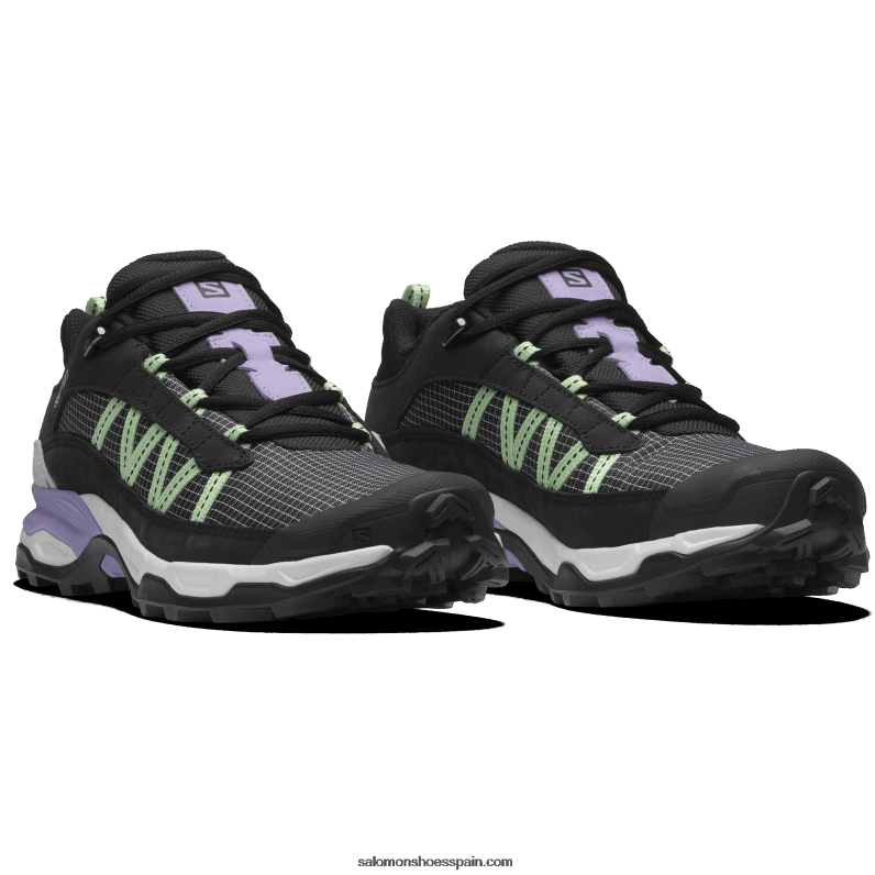 zapatos deportivos para hombres - refugio de cuero bajo Salomon 00B0PZ172 negro/blanco/pátina verde