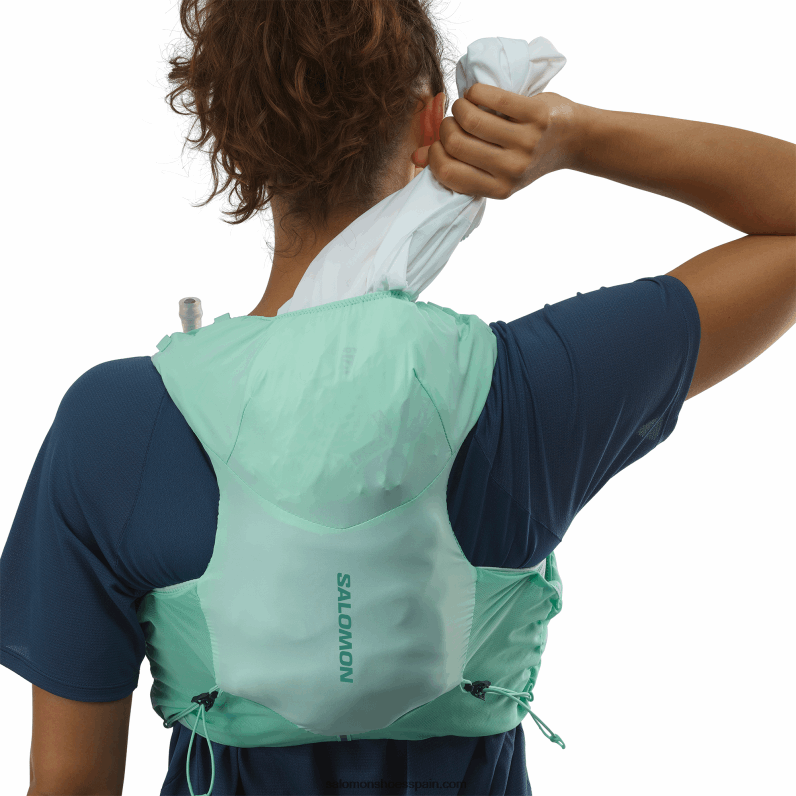 chaleco de running mujer con petacas incluidas - adv skin 5 Salomon 00B0PZ970 vidrio playa/ébano/azul piscina