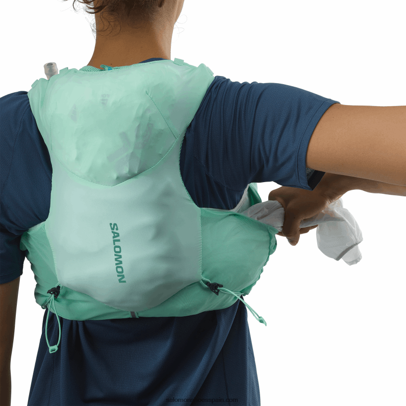chaleco de running mujer con petacas incluidas - adv skin 5 Salomon 00B0PZ970 vidrio playa/ébano/azul piscina