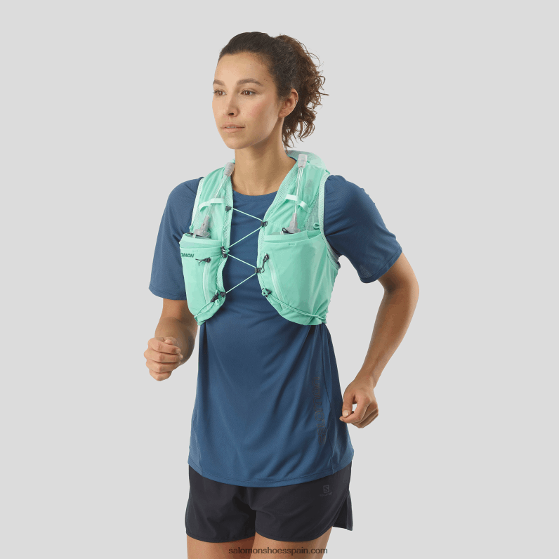 chaleco running mujer con petacas incluidas - adv skin 12 Salomon 00B0PZ965 vidrio playa/ébano/azul piscina