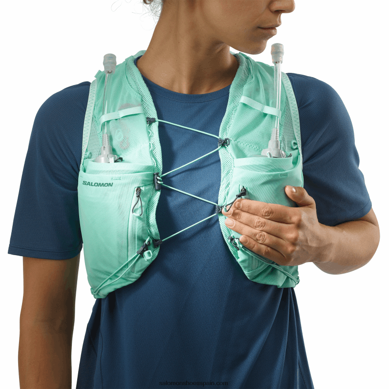 chaleco running mujer con petacas incluidas - adv skin 12 Salomon 00B0PZ965 vidrio playa/ébano/azul piscina