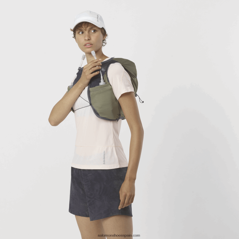 chaleco running mujer con petacas incluidas - piel activa 8 Salomon 00B0PZ981 verde oscuro/ébano