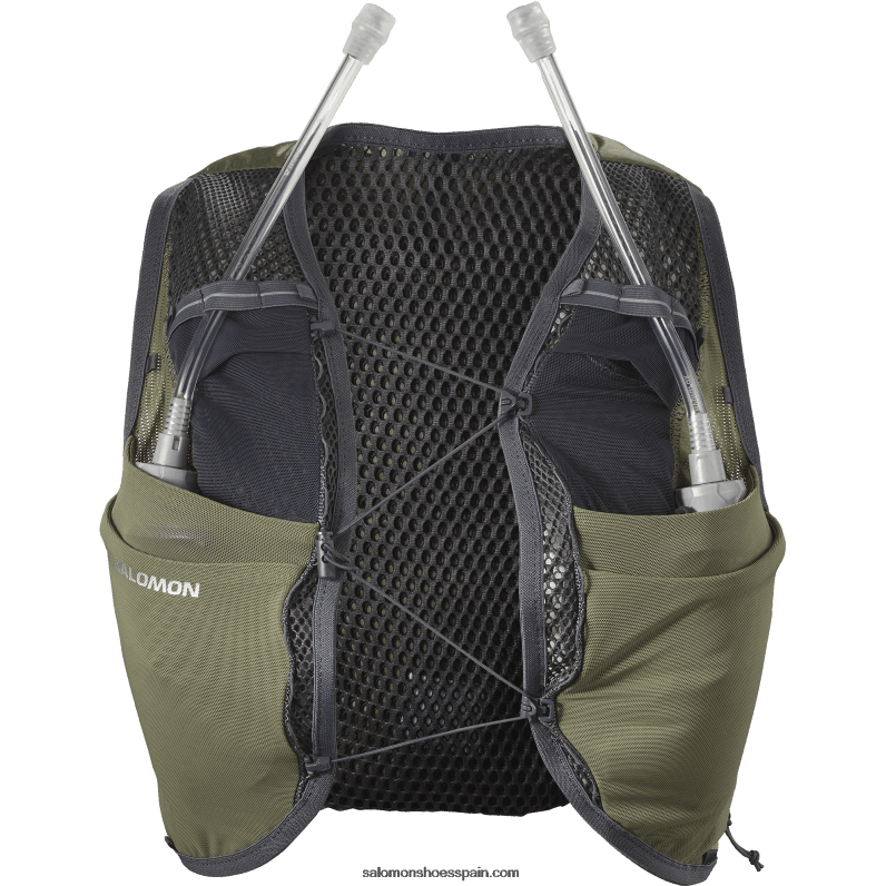 chaleco running mujer con petacas incluidas - piel activa 8 Salomon 00B0PZ981 verde oscuro/ébano