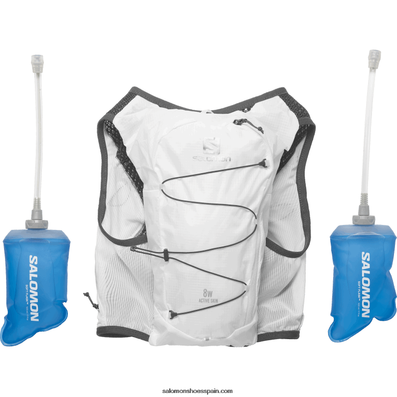 chaleco running mujer con petacas incluidas - piel activa 8 Salomon 00B0PZ982 blanco/ébano