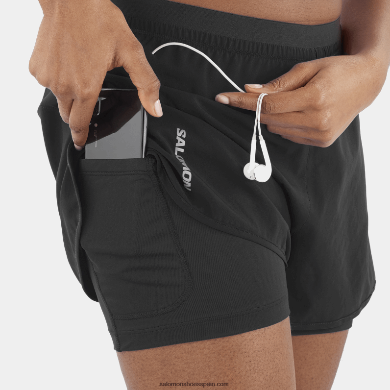 pantalones cortos de mujer - cruz 2in1 Salomon 00B0PZ955 profundo negro