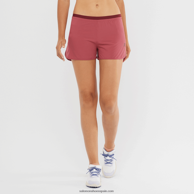 pantalones cortos de mujer - cruz 3 Salomon 00B0PZ1191 rojo tierra/cabernet