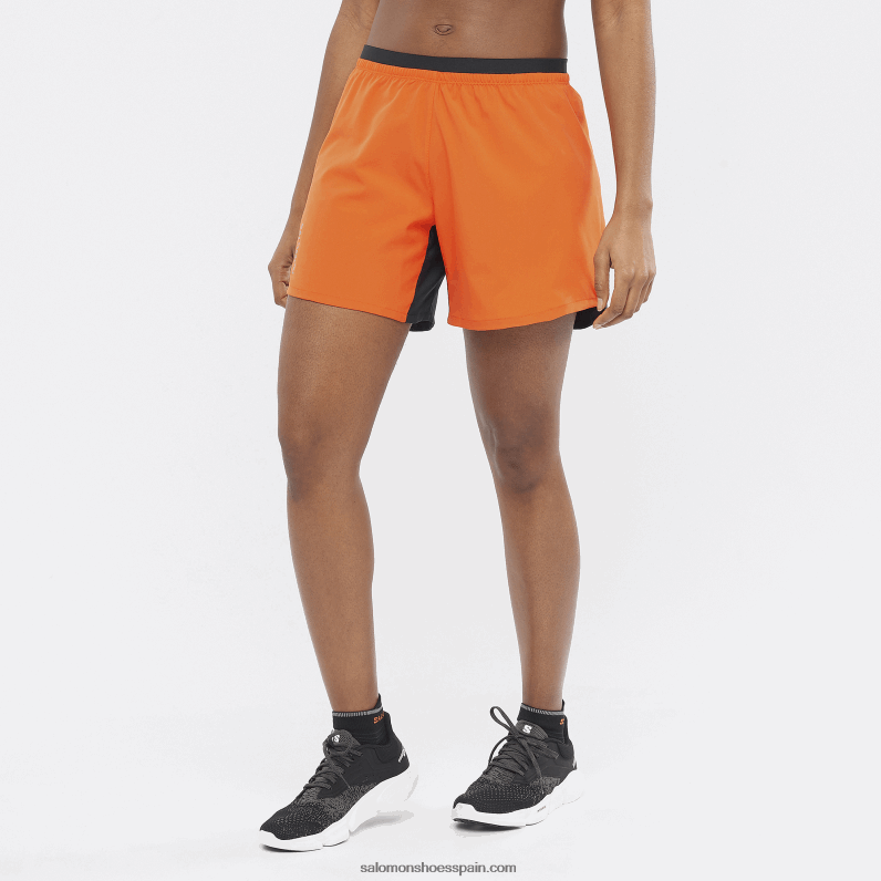 pantalones cortos de mujer - cruz 5 Salomon 00B0PZ1183 naranja impactante/negro profundo/cápsula