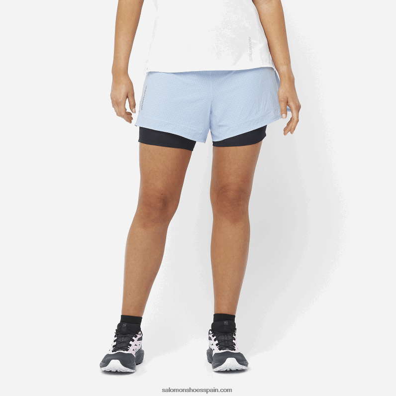 pantalones cortos de mujer - sense aero 2in1 Salomon 00B0PZ951 azul cambray/negro intenso