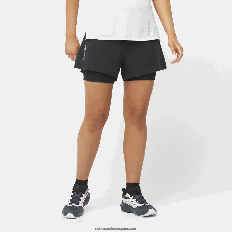 pantalones cortos de mujer - sense aero 2in1 Salomon 00B0PZ952 profundo negro