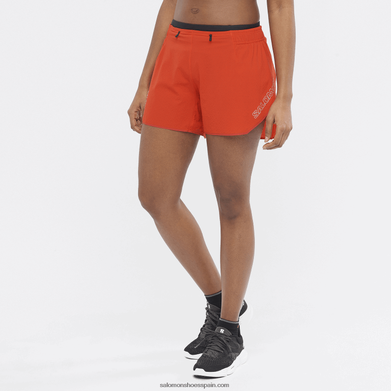 pantalones cortos de mujer - sense aero 5 Salomon 00B0PZ963 rojo fuego
