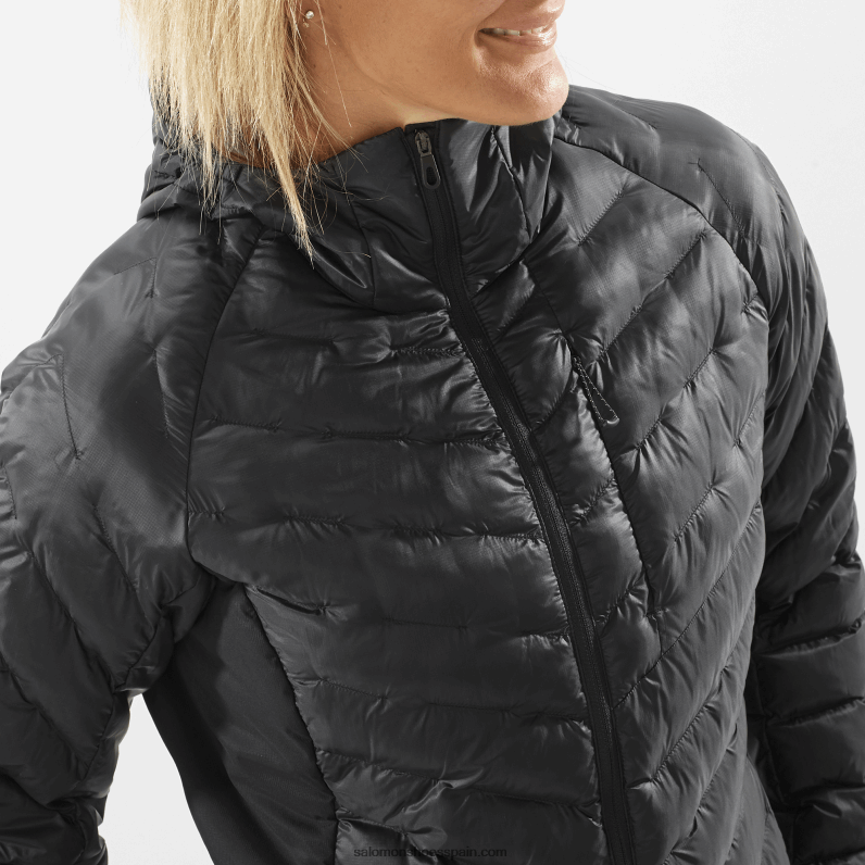 chaqueta con capucha y aislamiento para mujer - contorno primaloft Salomon 00B0PZ835 profundo negro