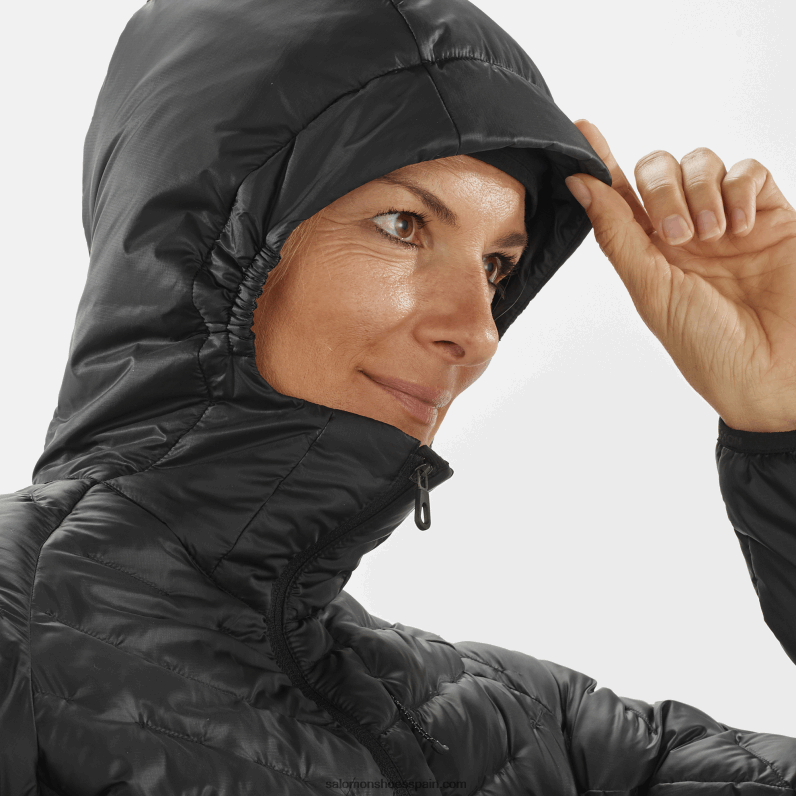 chaqueta con capucha y aislamiento para mujer - contorno primaloft Salomon 00B0PZ835 profundo negro