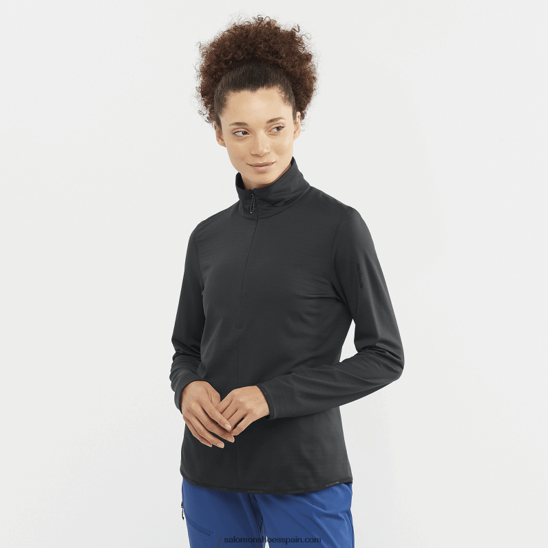Chaqueta intermedia de mujer con media cremallera - essential lightwarm Salomon 00B0PZ870 profundo negro