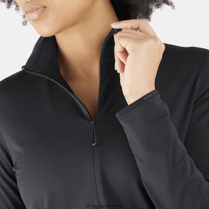 Chaqueta intermedia de mujer con media cremallera - essential lightwarm Salomon 00B0PZ870 profundo negro