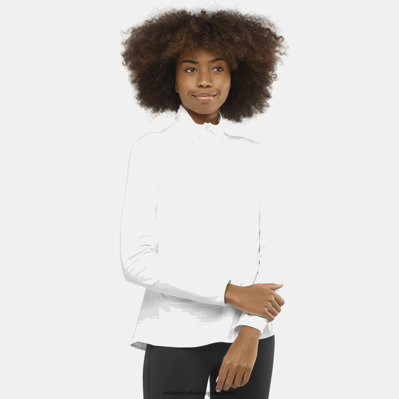 Chaqueta intermedia de mujer con media cremallera - essential lightwarm Salomon 00B0PZ871 blanco