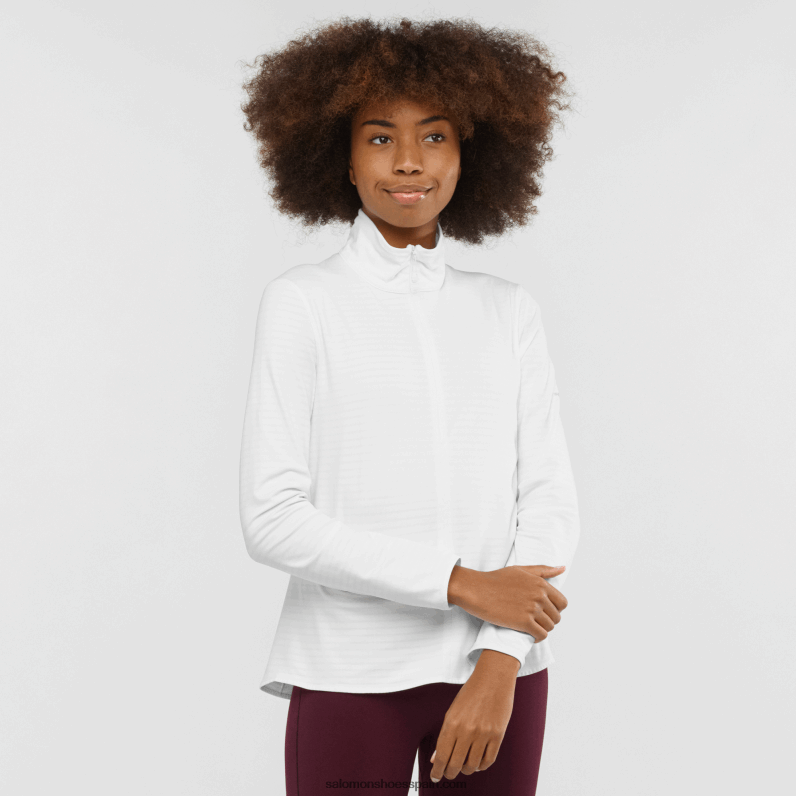Chaqueta intermedia de mujer con media cremallera - essential lightwarm Salomon 00B0PZ873 blanco