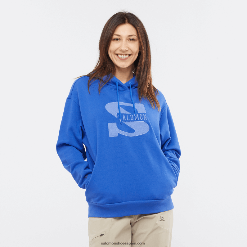 Sudadera con capucha para mujer - Outlife logo pullover hoodie w verano Salomon 00B0PZ874 azul marino