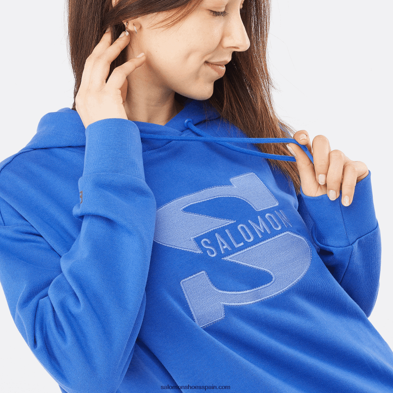 Sudadera con capucha para mujer - Outlife logo pullover hoodie w verano Salomon 00B0PZ874 azul marino