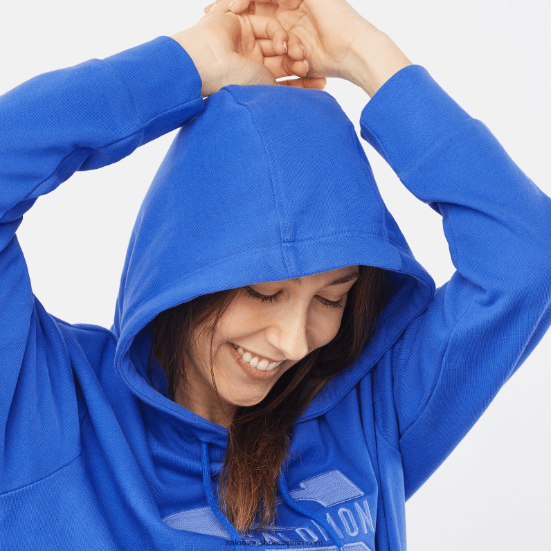 Sudadera con capucha para mujer - Outlife logo pullover hoodie w verano Salomon 00B0PZ874 azul marino