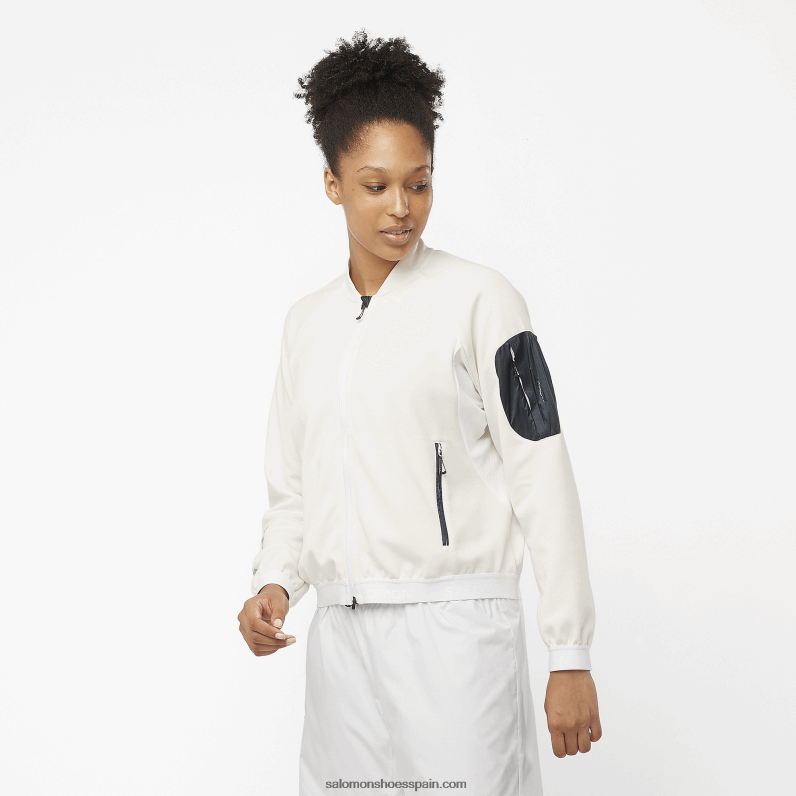 chaqueta de capa intermedia con cremallera completa para mujer - equipe Salomon 00B0PZ859 blanco/negro intenso