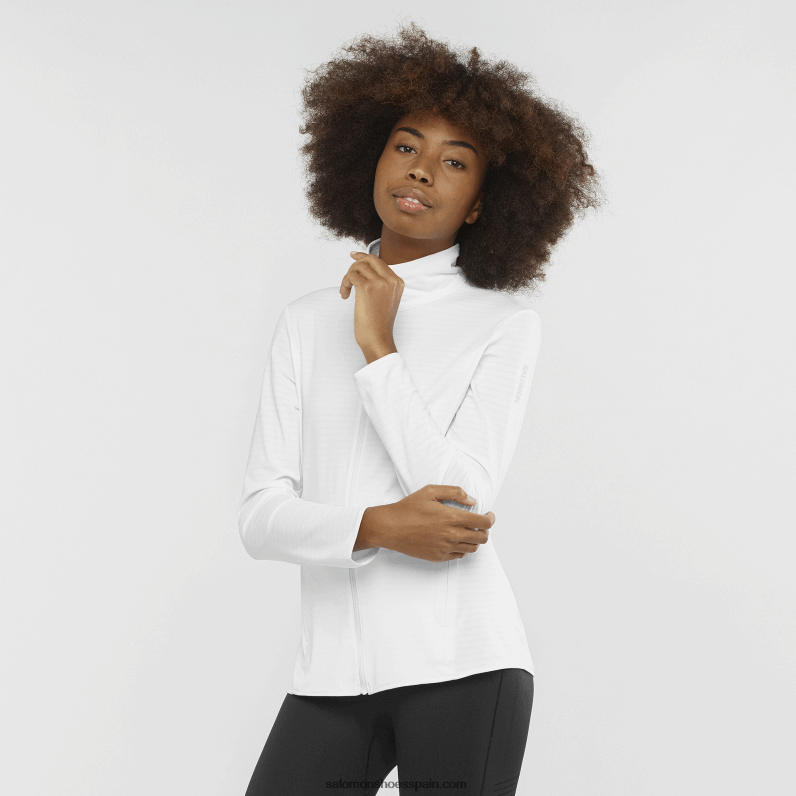 chaqueta de capa intermedia con cremallera completa para mujer - essential lightwarm Salomon 00B0PZ867 blanco