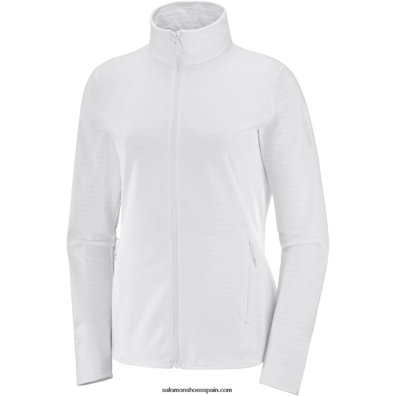 chaqueta de capa intermedia con cremallera completa para mujer - essential lightwarm Salomon 00B0PZ867 blanco