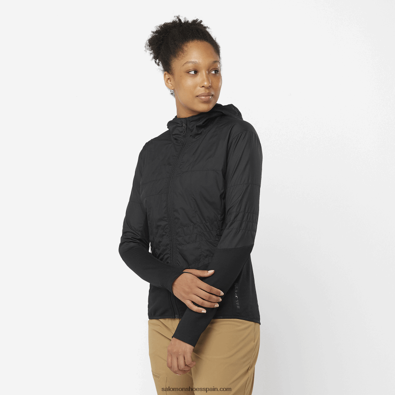 chaqueta de capa intermedia para mujer con capucha - contorno híbrido para todas las estaciones Salomon 00B0PZ876 profundo negro