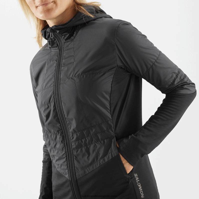 chaqueta de capa intermedia para mujer con capucha - contorno híbrido para todas las estaciones Salomon 00B0PZ876 profundo negro