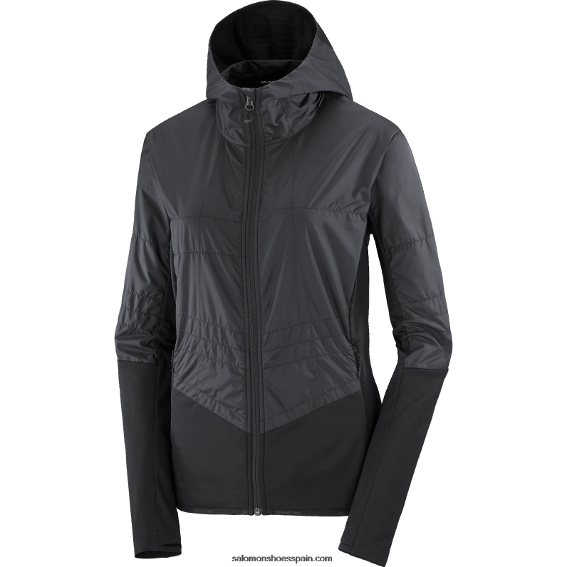 chaqueta de capa intermedia para mujer con capucha - contorno híbrido para todas las estaciones Salomon 00B0PZ876 profundo negro