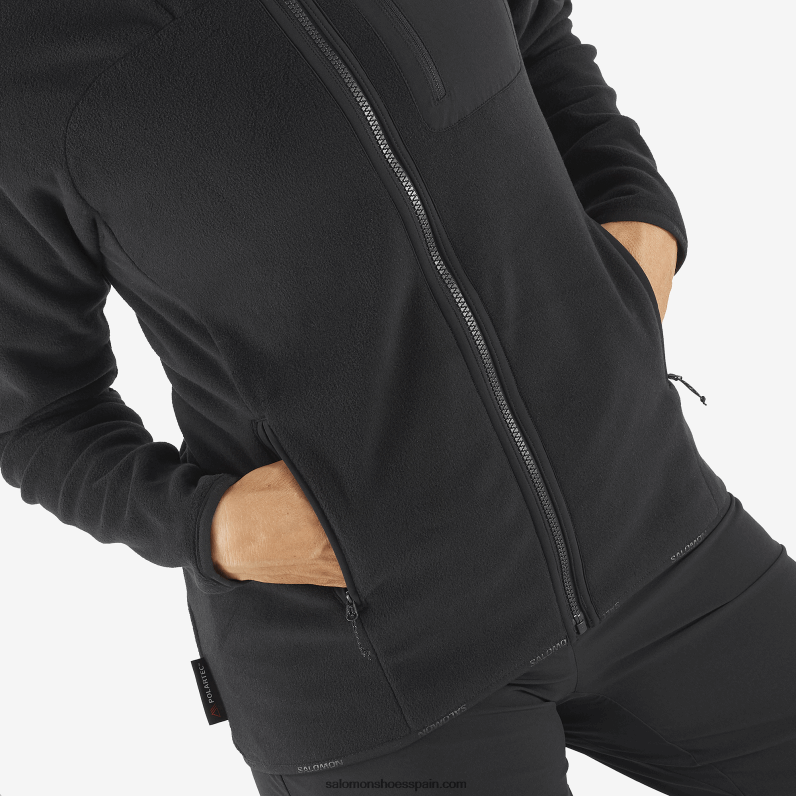 chaqueta de capa intermedia para mujer con capucha - contorno polartec Salomon 00B0PZ861 profundo negro