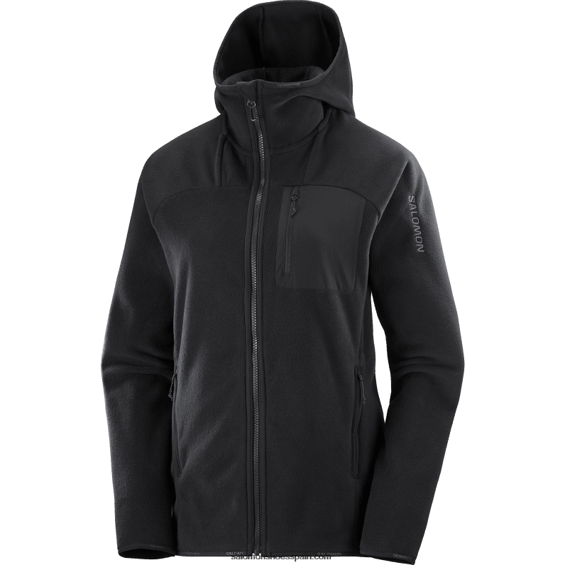 chaqueta de capa intermedia para mujer con capucha - contorno polartec Salomon 00B0PZ861 profundo negro