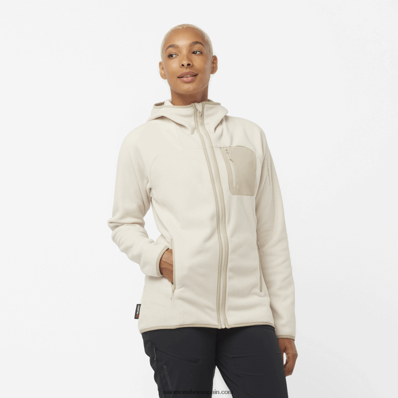 chaqueta de capa intermedia para mujer con capucha - contorno polartec Salomon 00B0PZ862 dia de lluvia/plaza taupe