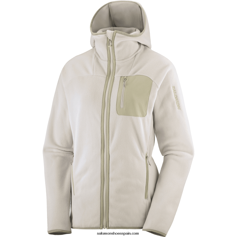 chaqueta de capa intermedia para mujer con capucha - contorno polartec Salomon 00B0PZ862 dia de lluvia/plaza taupe