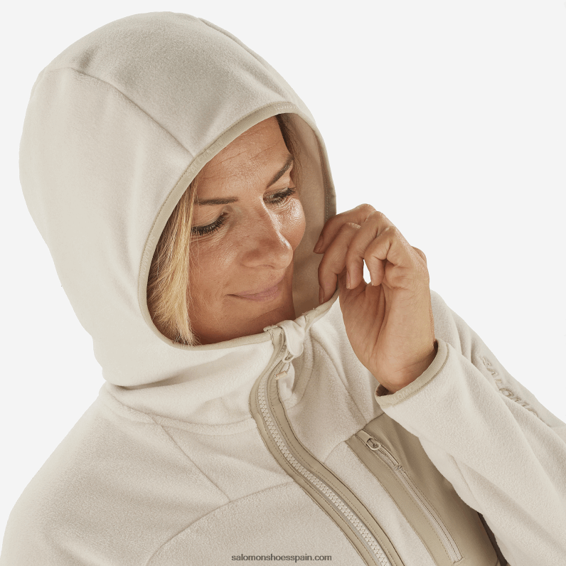 chaqueta de capa intermedia para mujer con capucha - contorno polartec Salomon 00B0PZ862 dia de lluvia/plaza taupe