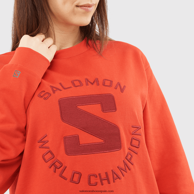 jersey de cuello redondo para mujer - logotipo de outlife verano Salomon 00B0PZ875 aura naranja