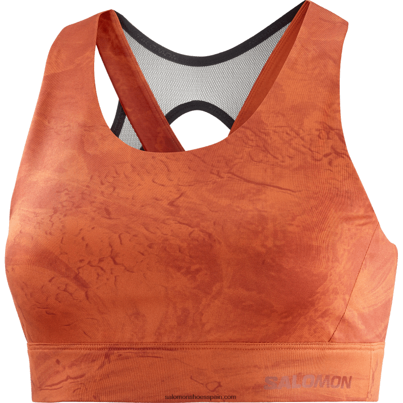 sujetador deportivo para mujer - cross run Salomon 00B0PZ933 ocre quemado/henna quemada/ao