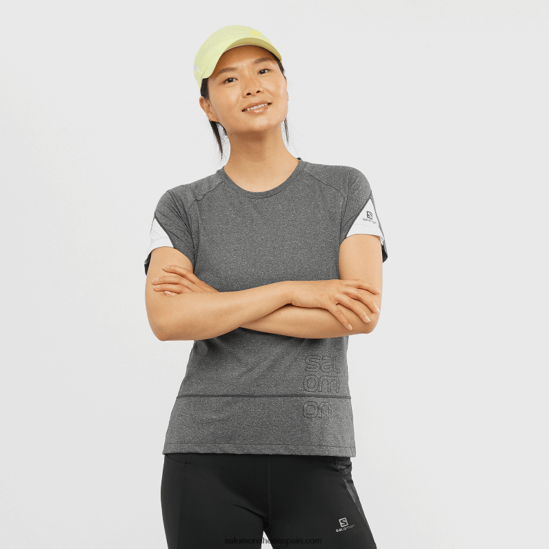 Camiseta de manga corta para mujer con gráfico cruzado. Salomon 00B0PZ892 negro/brezo/blanco