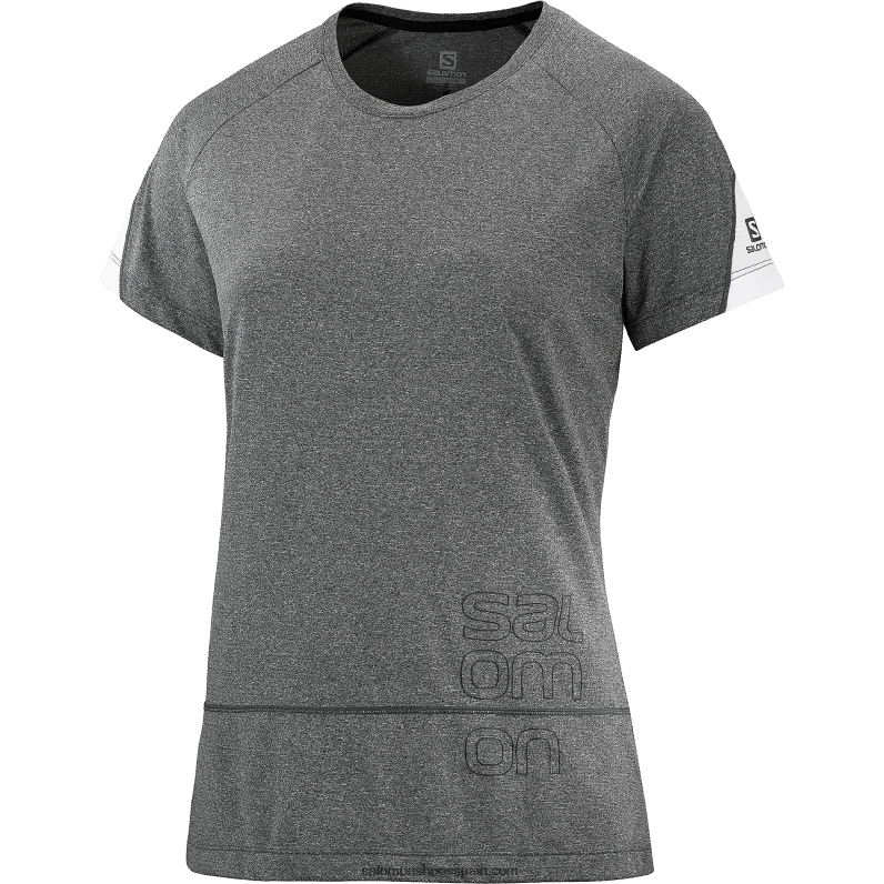 Camiseta de manga corta para mujer con gráfico cruzado. Salomon 00B0PZ892 negro/brezo/blanco
