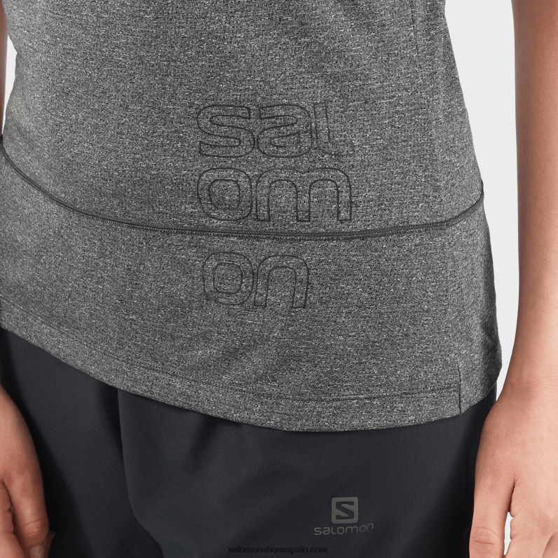 Camiseta de manga corta para mujer con gráfico cruzado. Salomon 00B0PZ892 negro/brezo/blanco